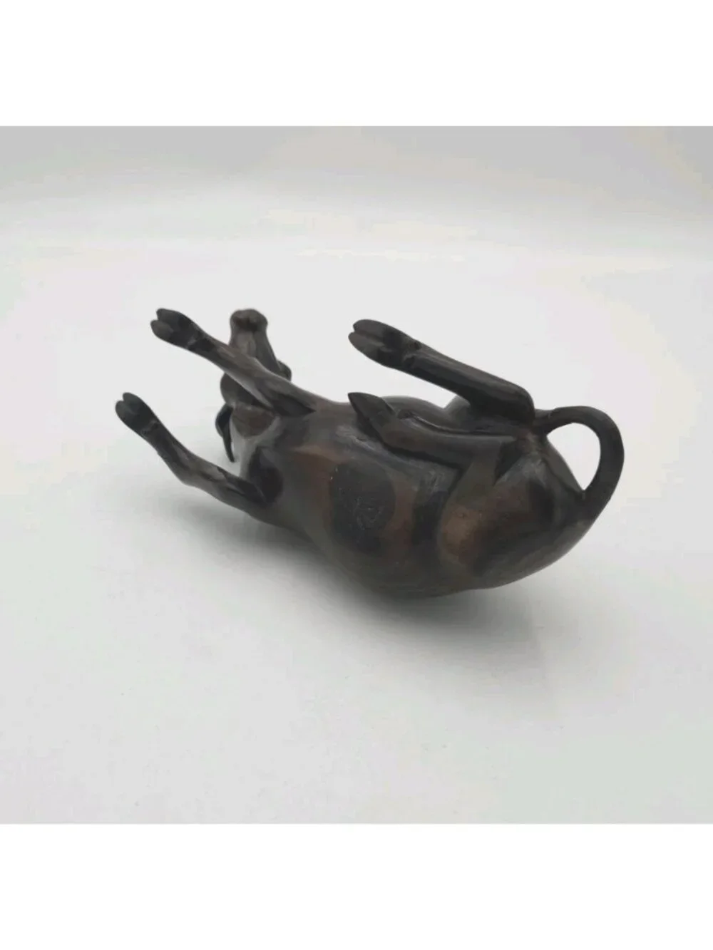 Vintage Hand Carved Wooden Resting Bull Ox Figurine Dark Wood Animal Sculpture